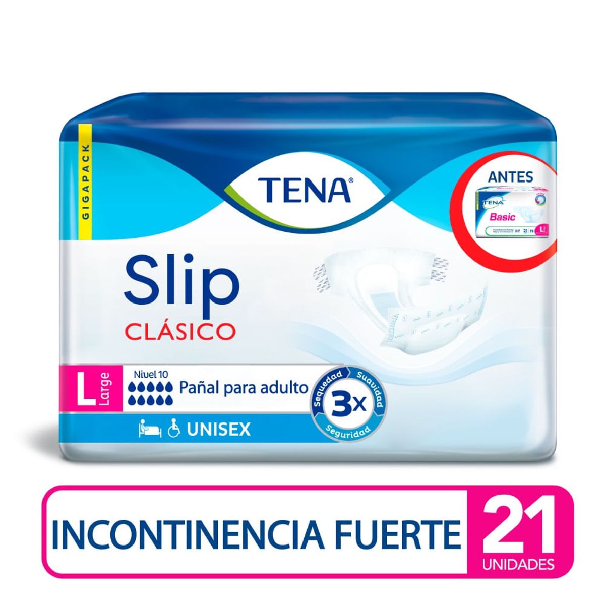 TENA - Pañal Tena Slip Clasico Large X 21und
