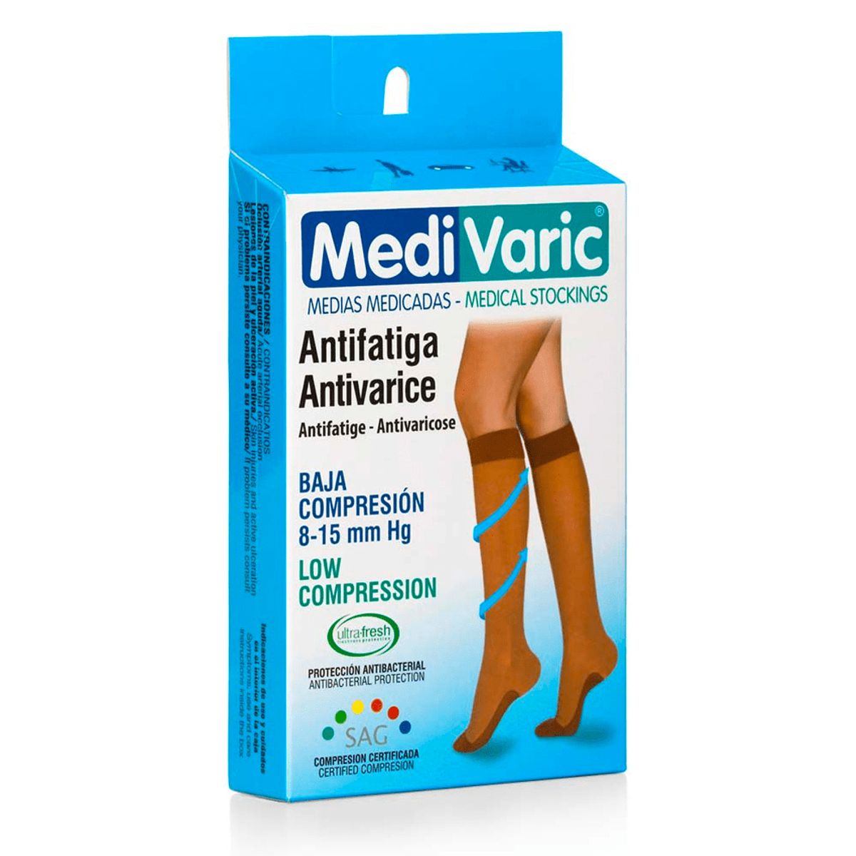 MEDIVARIC - Media Dama Rodilla 8-15 Mmhg Medivaric Transparente Talla M