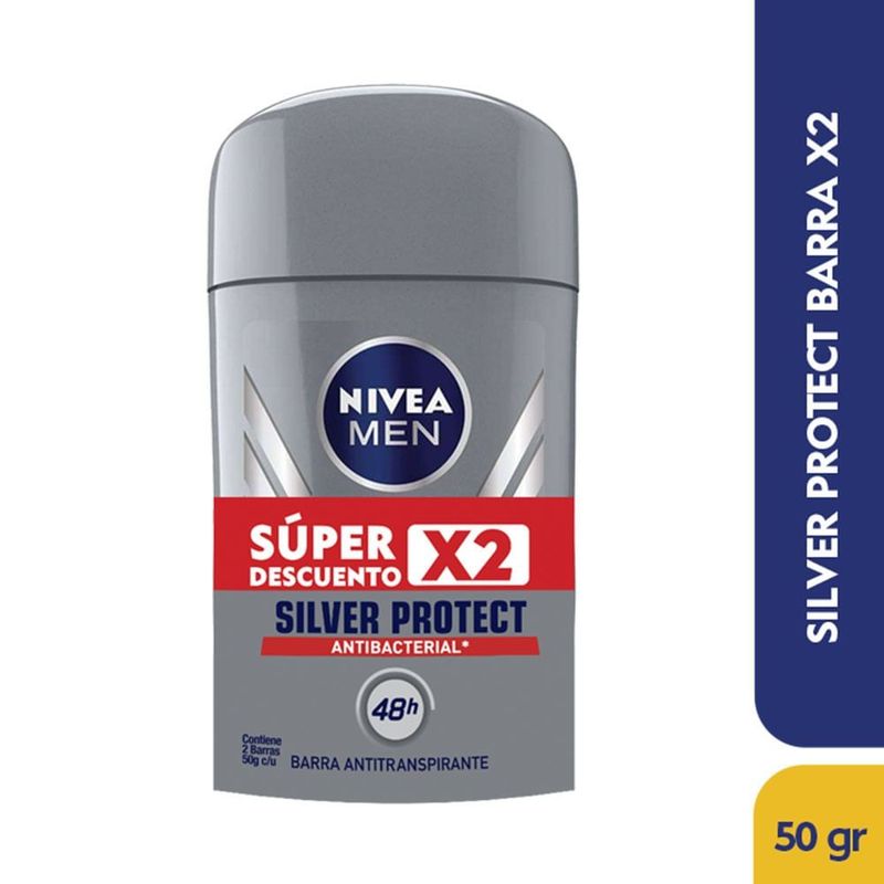 NIVEA - Oferta Desodorante Nivea Men Silver Barra X 50g X 2und