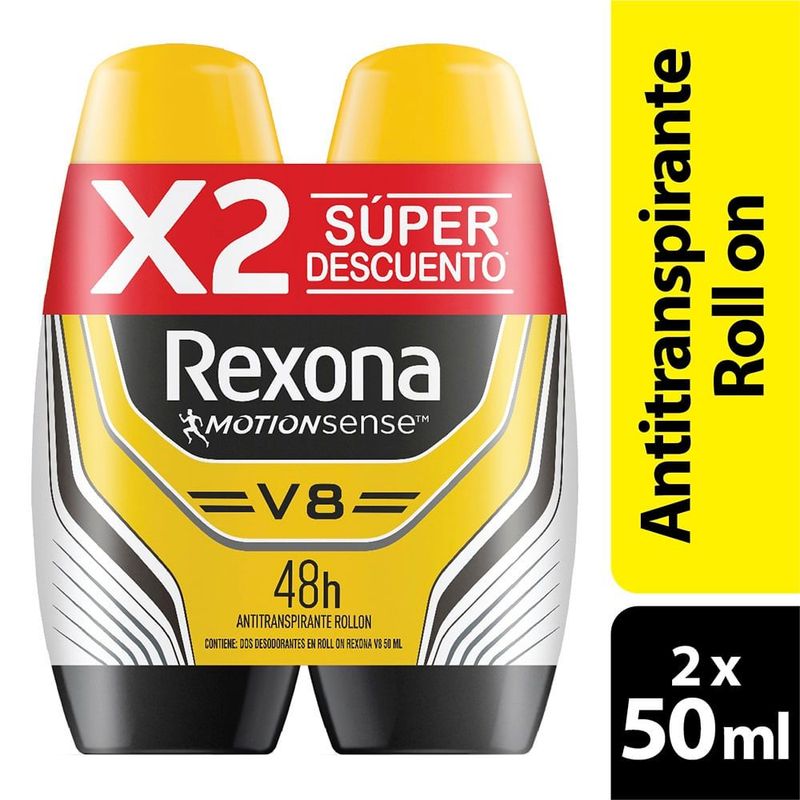 REXONA - Desodorante Rexona V8 Men Rollon X 2und X 50ml