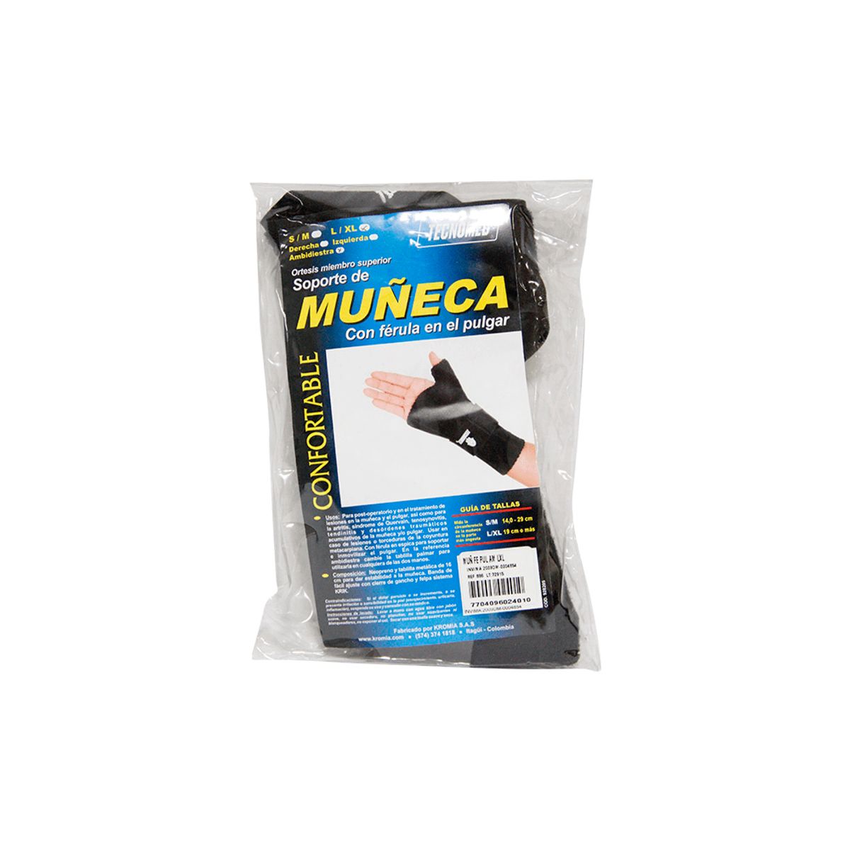 TECNOMED - Soporte Muñeca Ferula Pulgar Ambidiestra T.l /xl