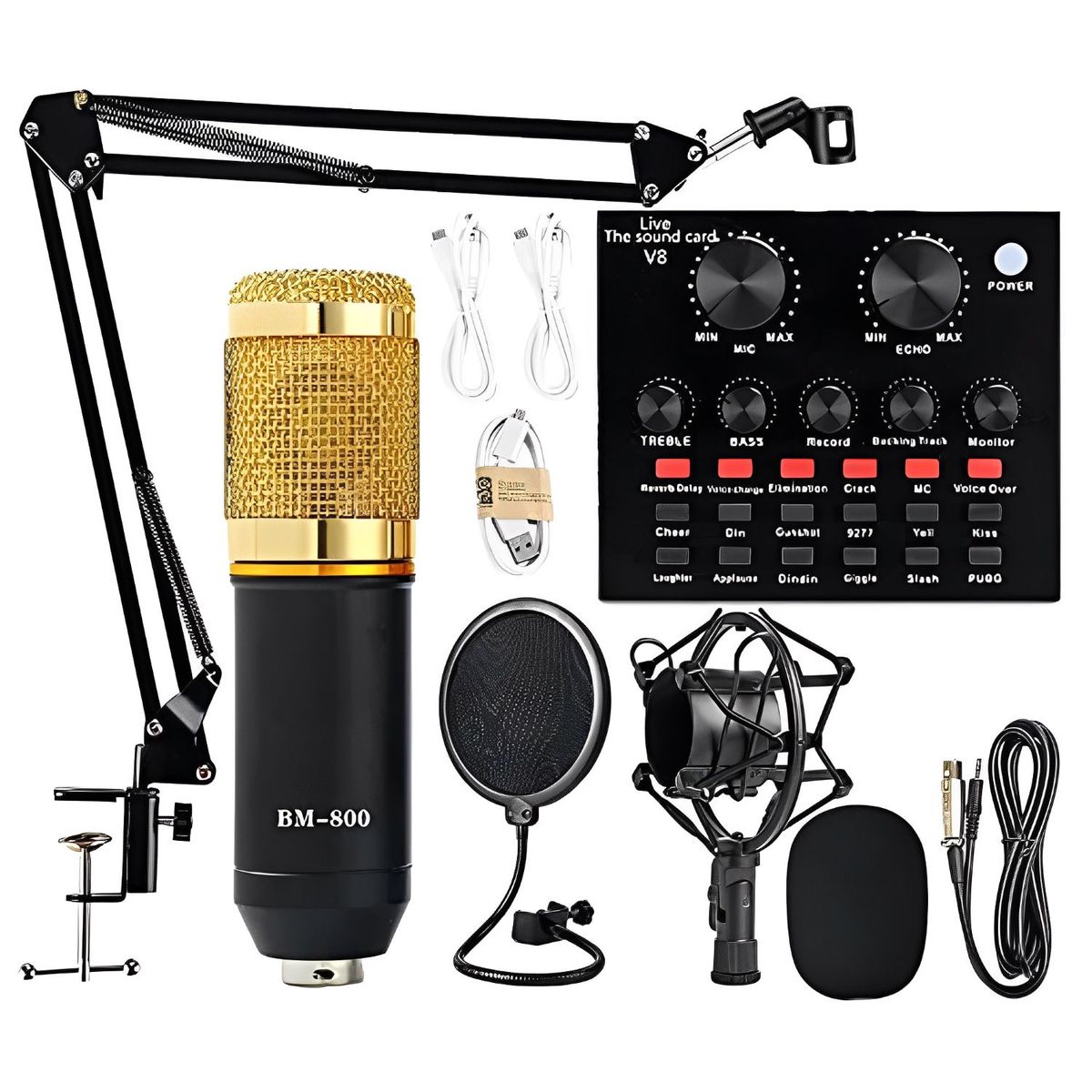 GENERICO - Microfono Condensador De Estudio Profesional Con Tarjeta