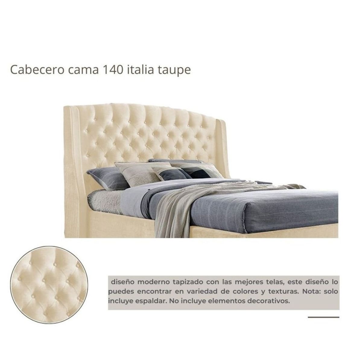 EKONOMODO COLOMBIA - Base Cama Con Espaldar Queen En Pino Italia Taupe 160X190 Cm