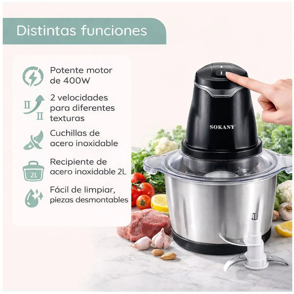 ONE PIXEL - Picadora Electrica Procesador De Alimentos One Px