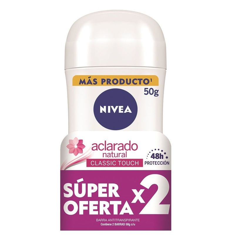 NIVEA - Oferta Desodorate Nivea Aclarado Natural Barra X 2und X 50g