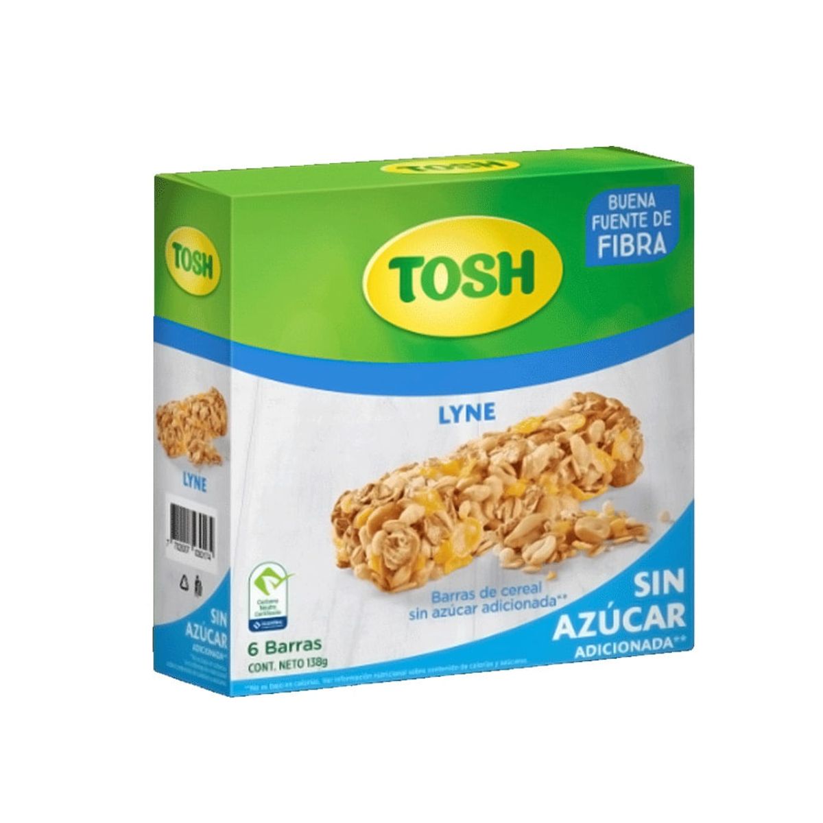 TOSH - Barra Cereal Tosh Lyne Sin Azucar X 6und X 138g