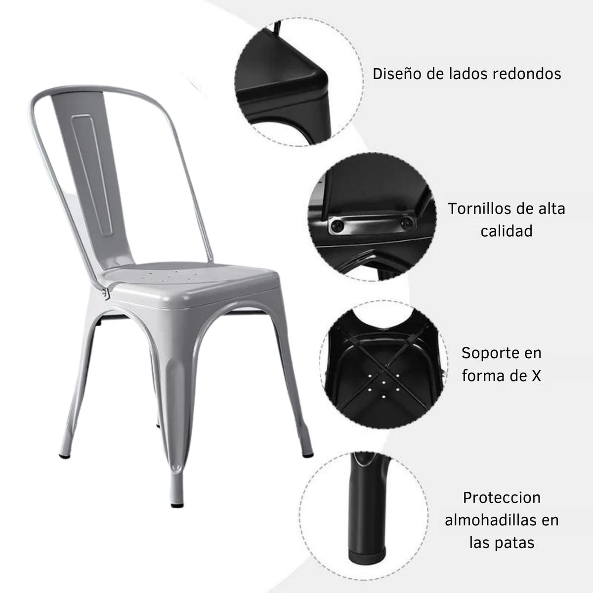 EKONOMODO COLOMBIA - Silla Turca Gris Plata X 6