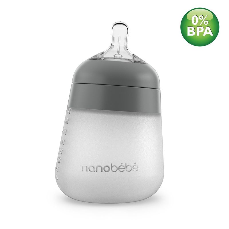NANOBEBE - Biberón de silicona flexy 9 oz Gris