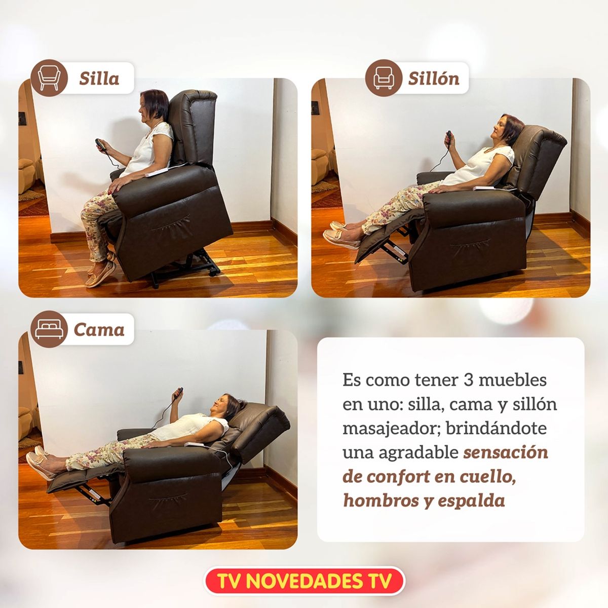 TV NOVEDADES - Silla Reclinable Eléctrica Para Abuelitos Ayuda Levantar Stand Up Seat