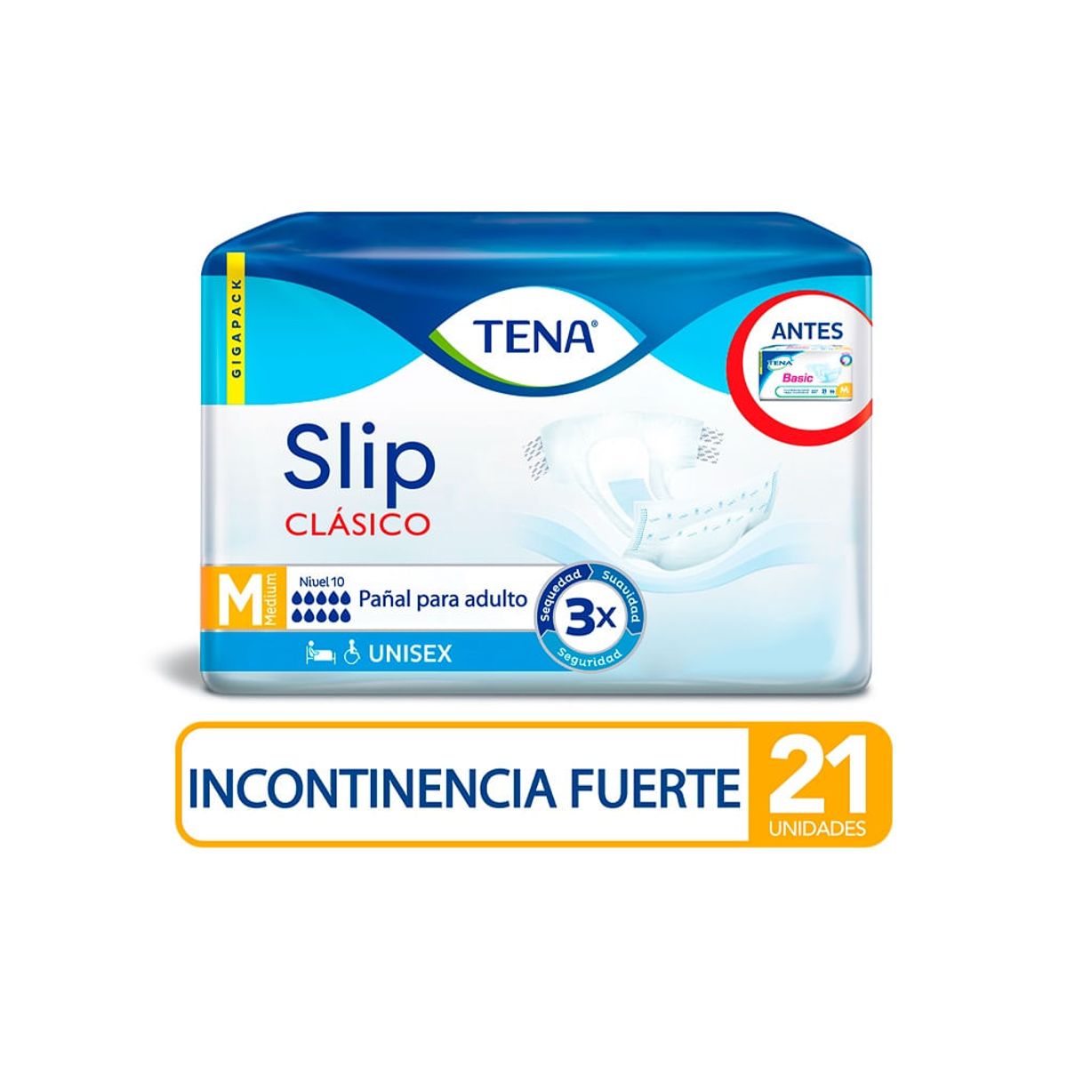TENA - Pañal Tena Basic Talla M X 21und