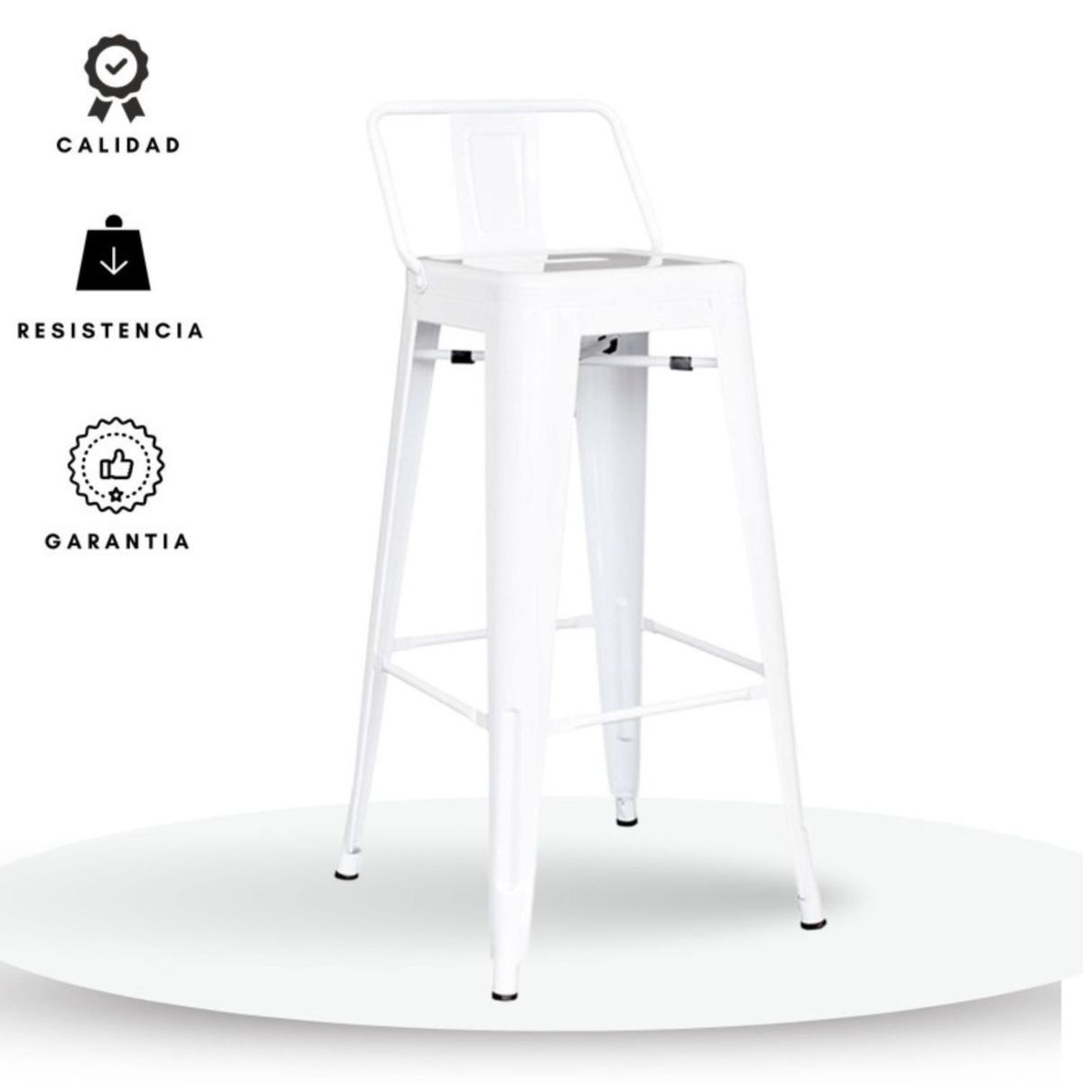 EKONOMODO COLOMBIA - Silla De Bar True Con Espaldar Blanco Set X 2