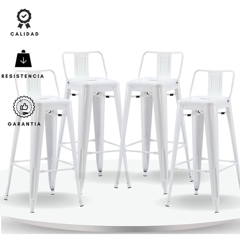 EKONOMODO COLOMBIA - Silla de bar true con espaldar blanco set x 4