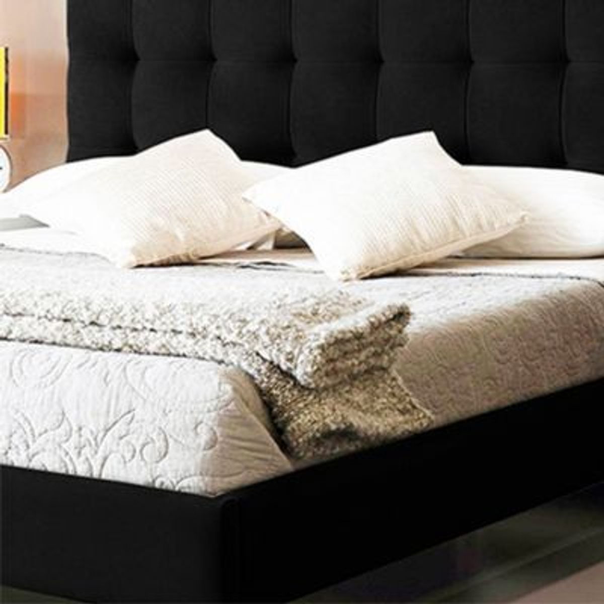 EKONOMODO COLOMBIA - Base Cama Con Espaldar Doble En Pino Luxury Negro 140X190 Cm