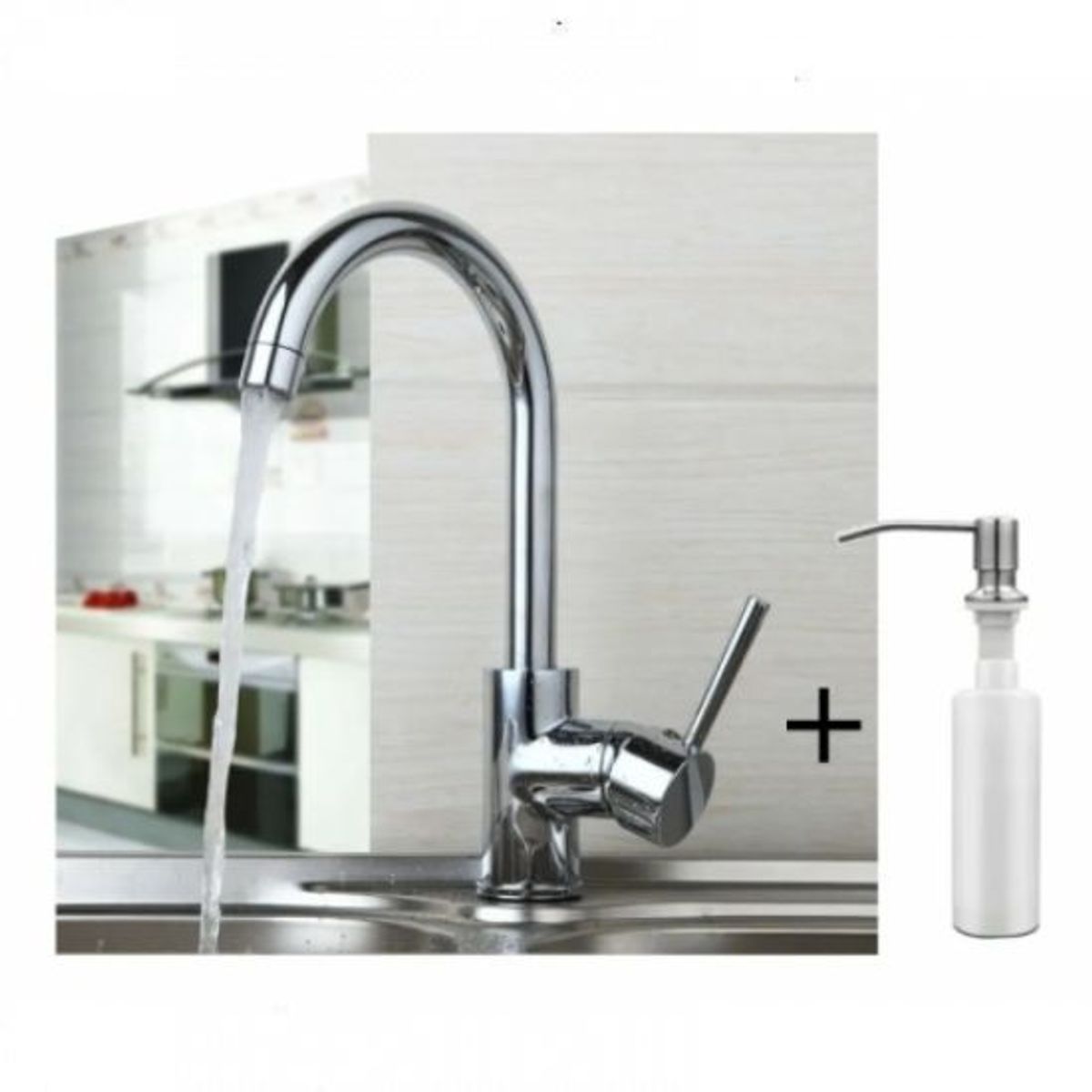 GENERICO - Kit Grifería Lavaplatos Malanta Y Dispensador Jabón Cocina