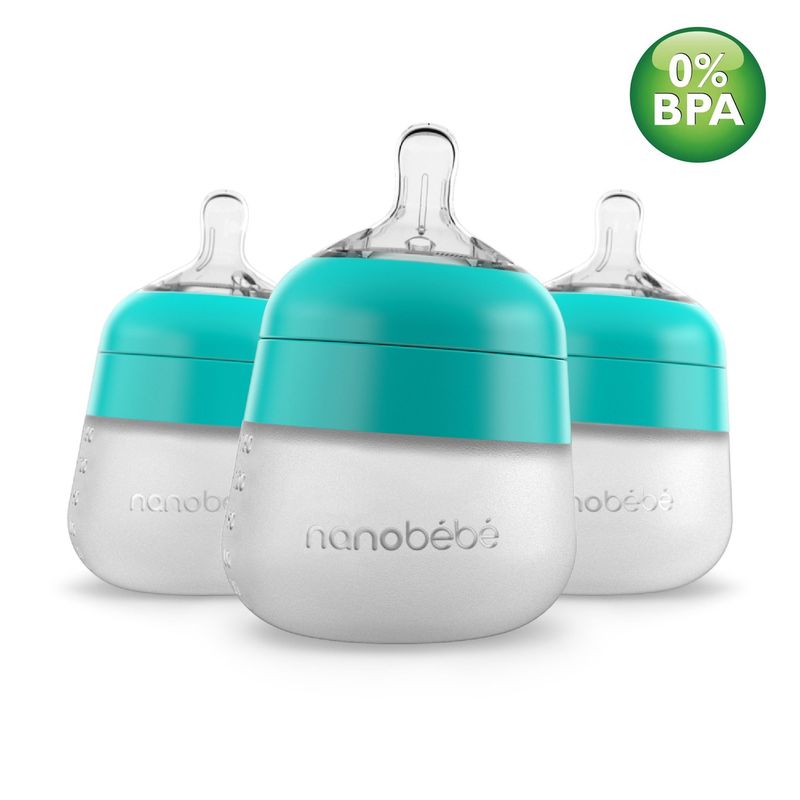 NANOBEBE - Biberón de silicona flexy 5 oz. - 3 Und Verde