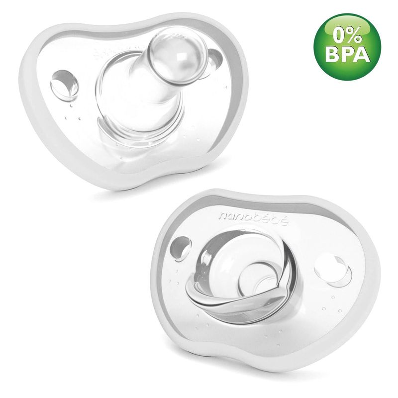 NANOBEBE - Chupo flexy Silicona 2 Und +3 meses Blanco