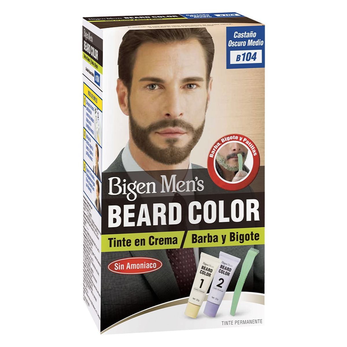 BIGEN - Tinte Bigen Men Barba Y Bigote Castaño Oscuro B104