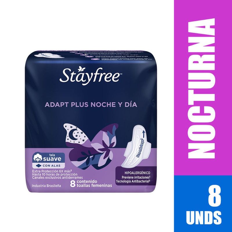 STAYFREE - Toalla Higienica Stayfree Adapt Plus Noche Y Dia X 8und
