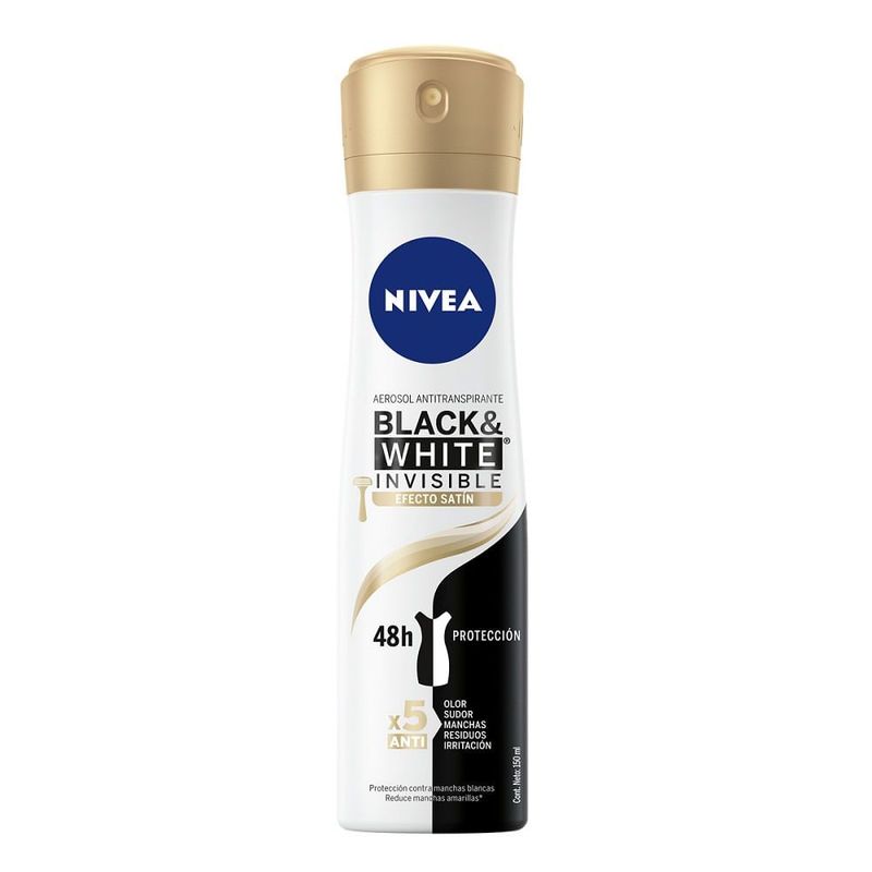 NIVEA - Desodorante Aerosol Black & White Satin X 150ml