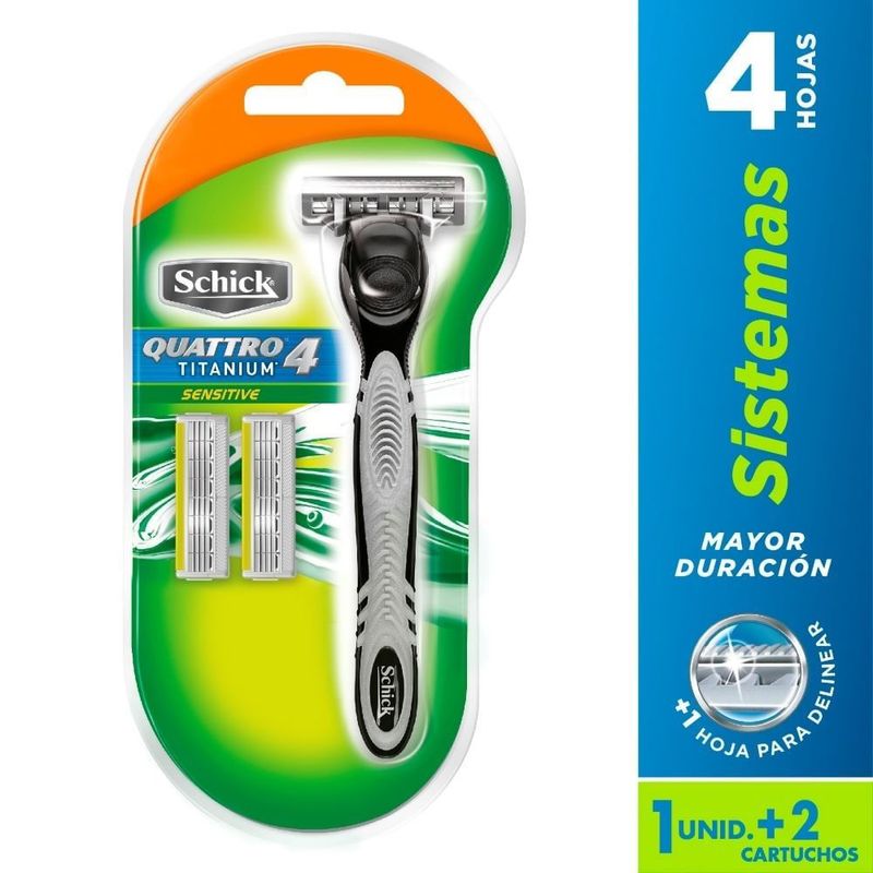SCHICK - Oferta Maquina Afeitar Schick Quattro Titanium + 2 Repuestos