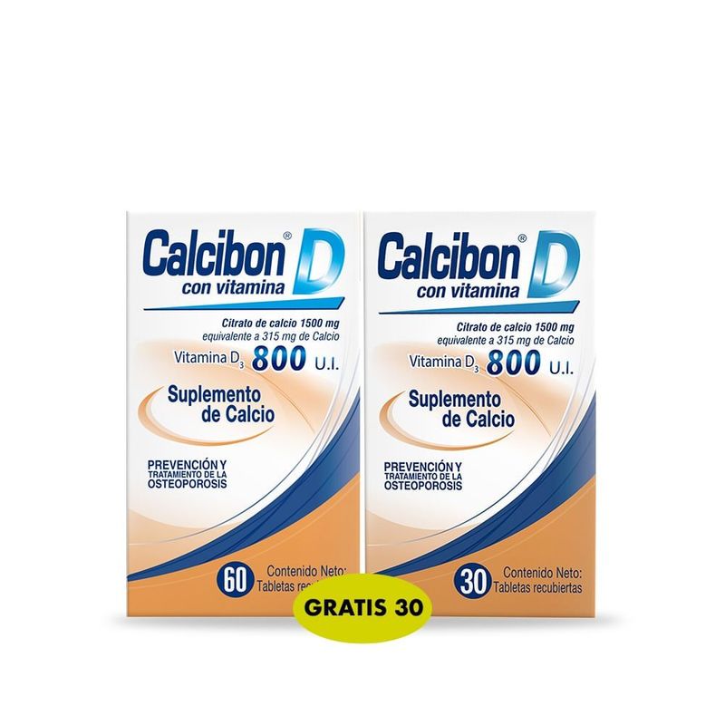 CALCIBON - Oferta Calcibon 1500mg/800ui X 60 Tabletas + Gratis 30 Table