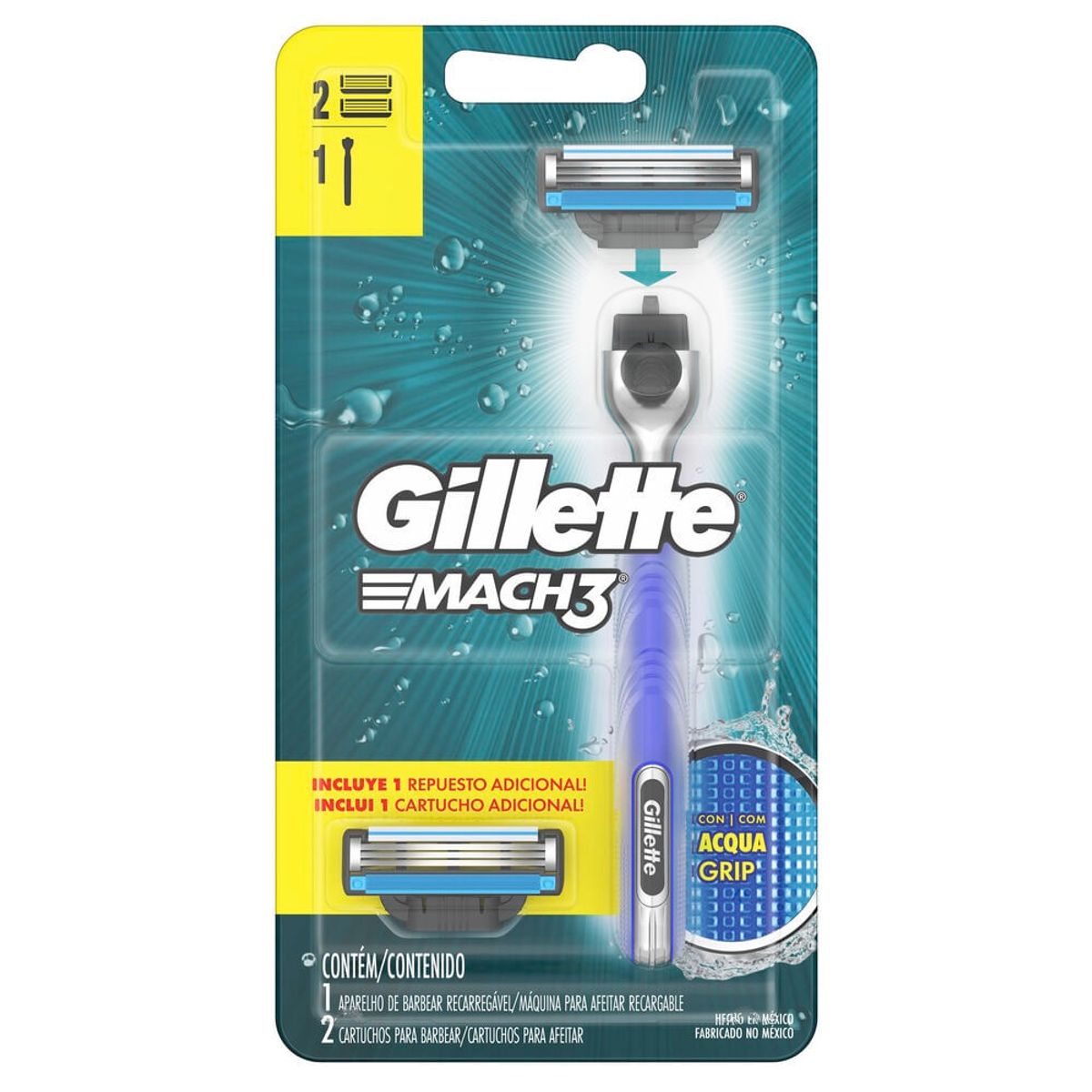 GILLETTE - Maquina Mach 3 Gillette + Respuesto X 2und