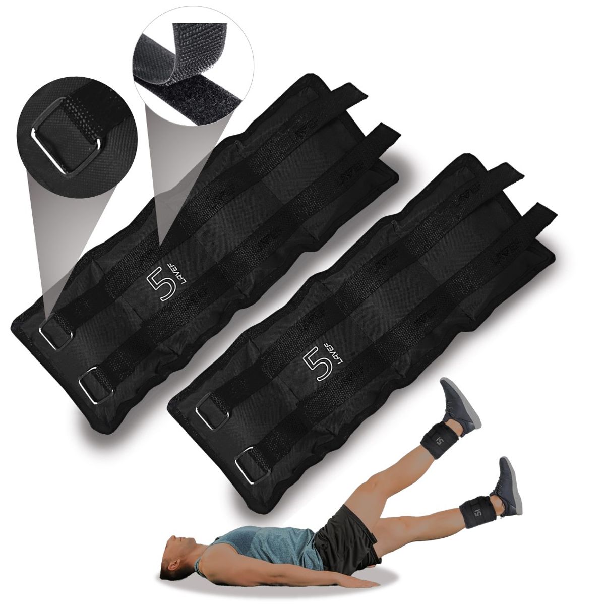 LAVEF - Pesas Tobilleras Basicas Kit 5k10lbs el par Negro