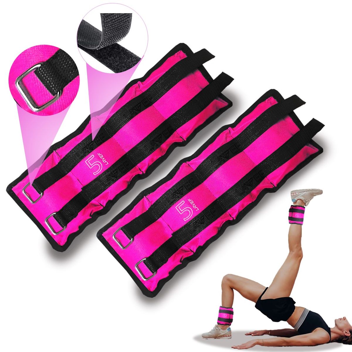 LAVEF - Pesas Tobilleras Basicas Kit 5k10lbs el par FUCSIA