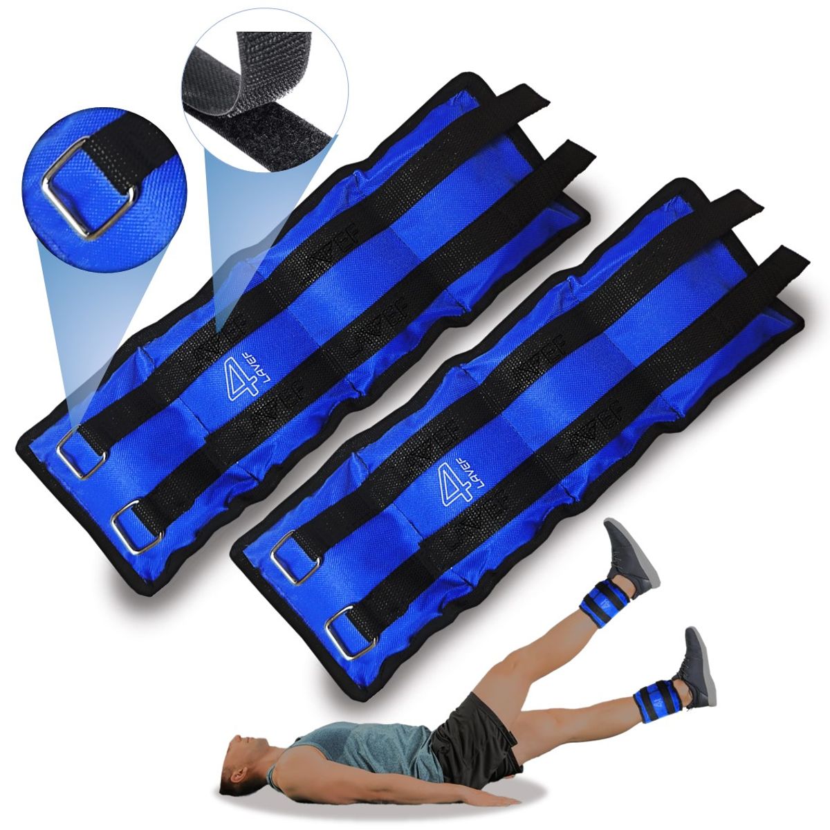 LAVEF - Pesas Tobilleras Basicas Kit 4k 8lbs el par AZUL