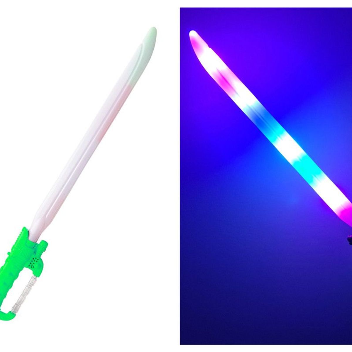 DAYOSHOP - Sable De Luz Espada Verde Blanco Luces Laser Sonidos Disfraz + Baterias