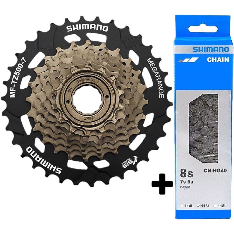 SHIMANO - Pacha Cadenilla Shimano Bicicleta Rosca 7v Tz500 14-34