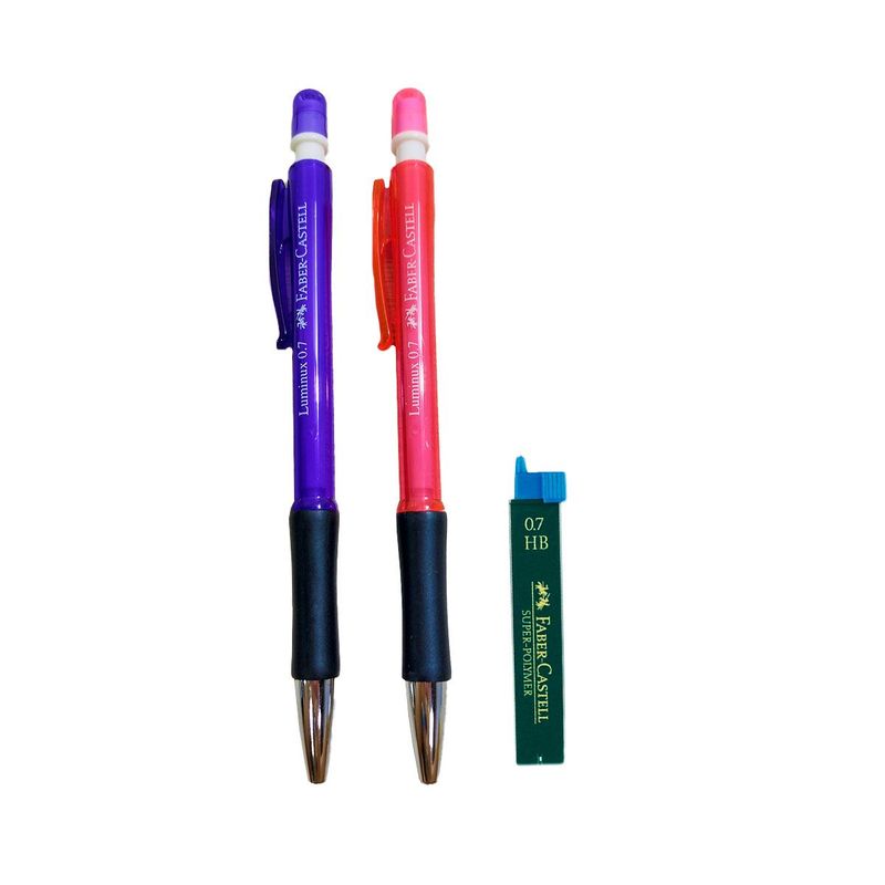 FABER CASTELL - 2 Portaminas Faber Castell Luminux 0.7 + Tarro de Minas HB