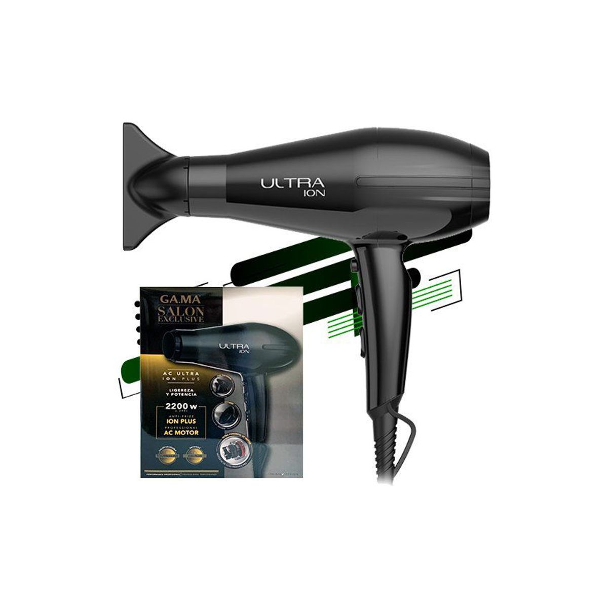 GAMA - Secador de cabello gama italy se ultra ion 2100 w negro