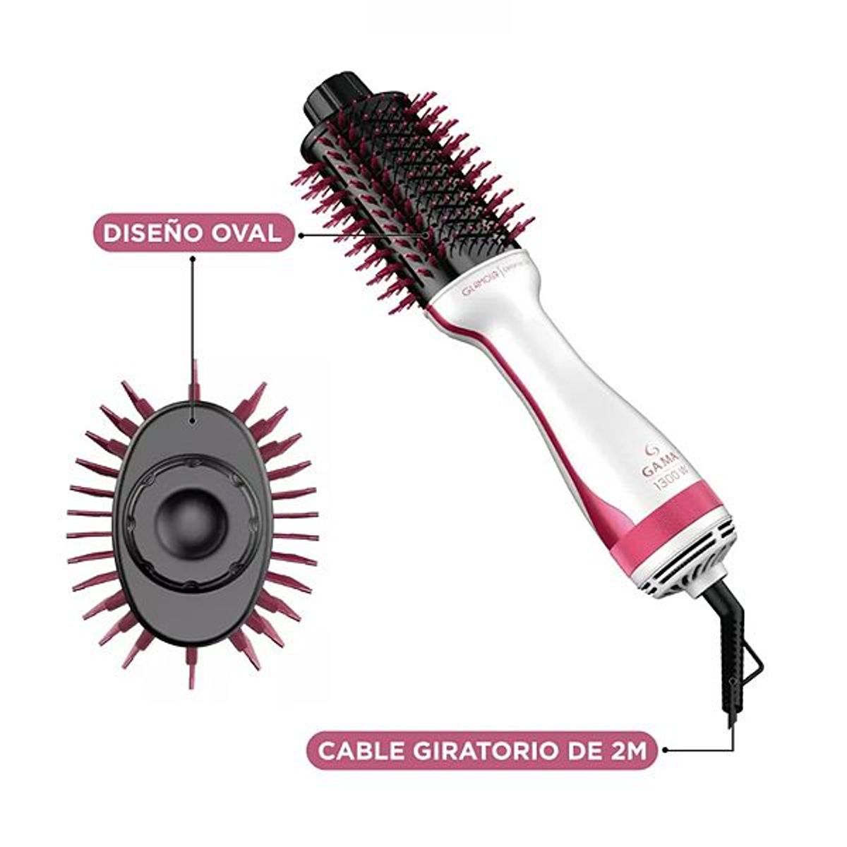 GAMA - Cepillo secador de cabello gama italy tourmaline glamour pink rosado