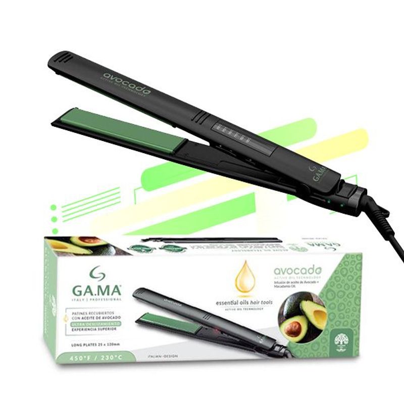 GAMA - Plancha de cabello gama italy avocado y macadamia led negra