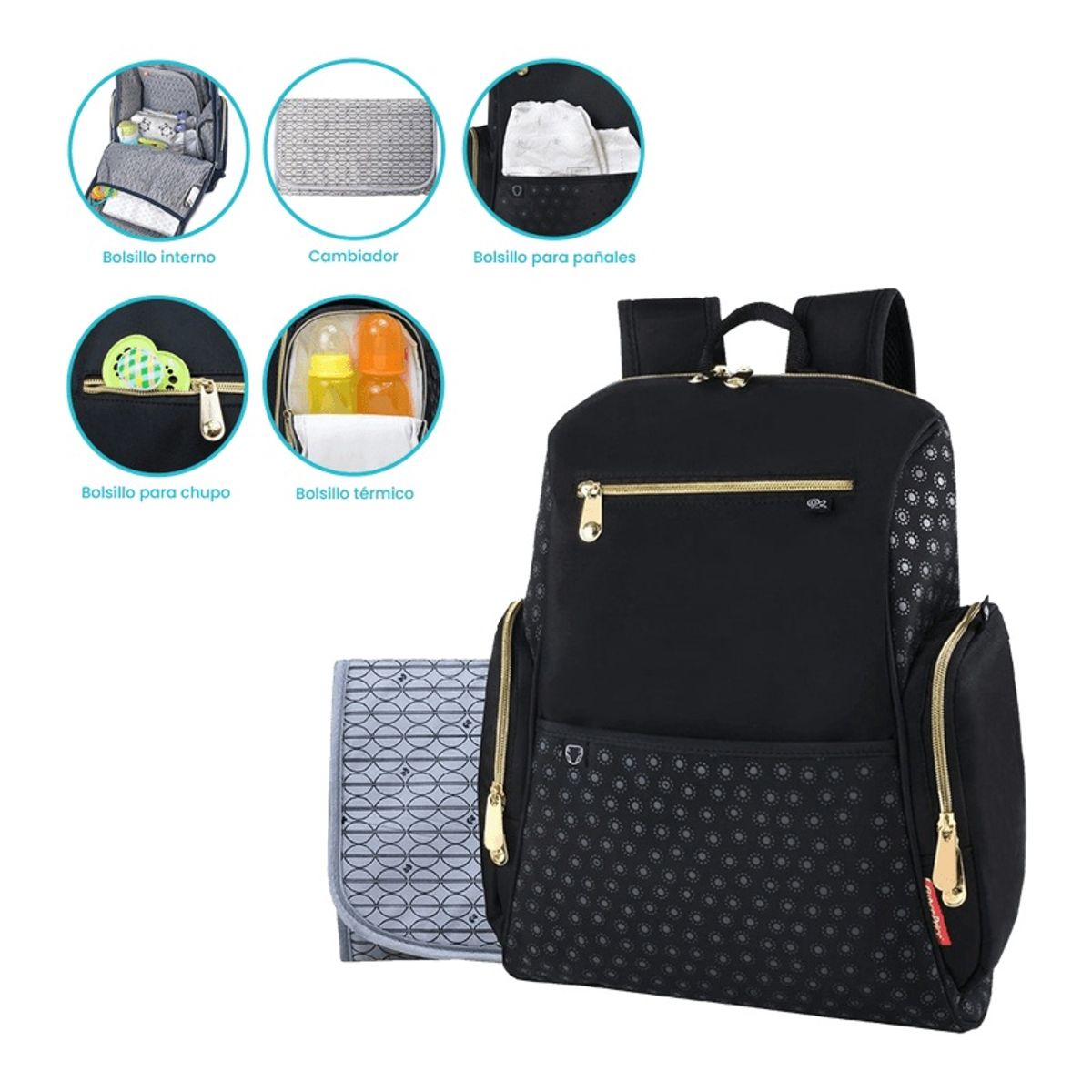 GENERICO - Pañalera Morral Fisher Price Con Dispensador De Pañitos