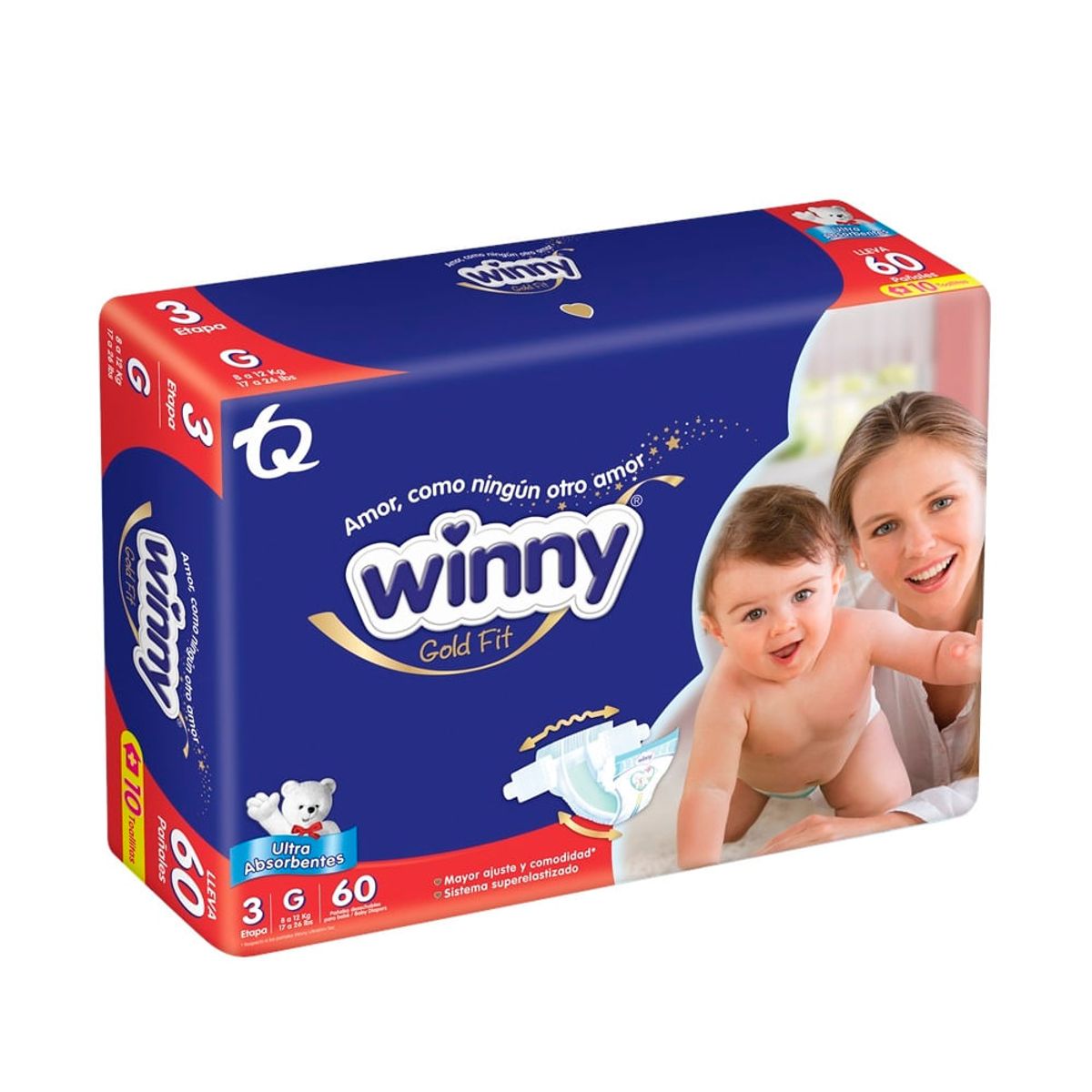 WINNY - Pañal Winny Gold Etapa 3 X 60und +10 Toallitas