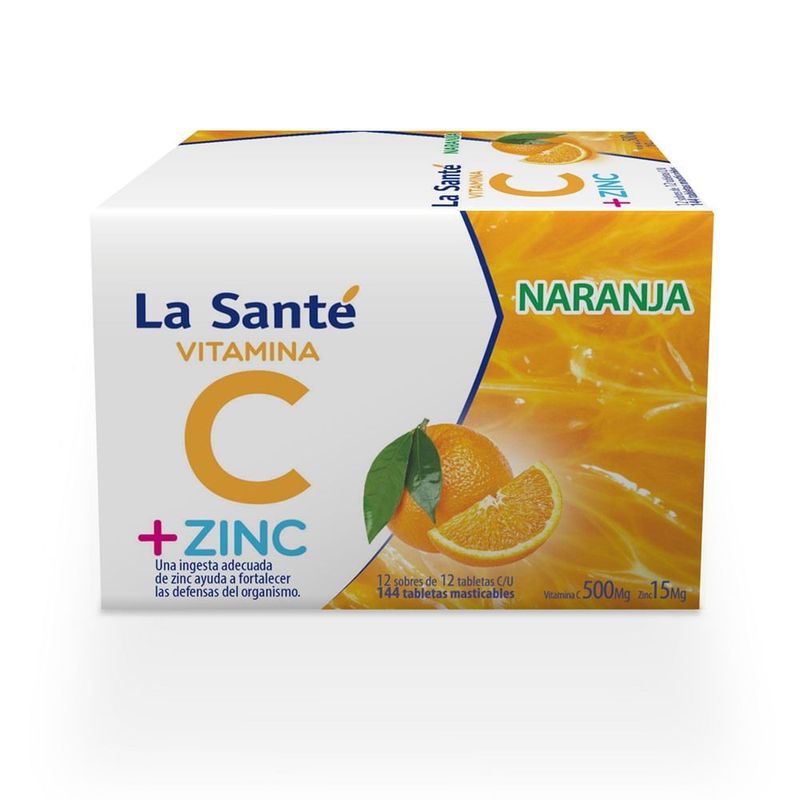 LA SANTE - Vitamina C + Zinc Lasante 500/15mg Naranja X 144 Tabletas