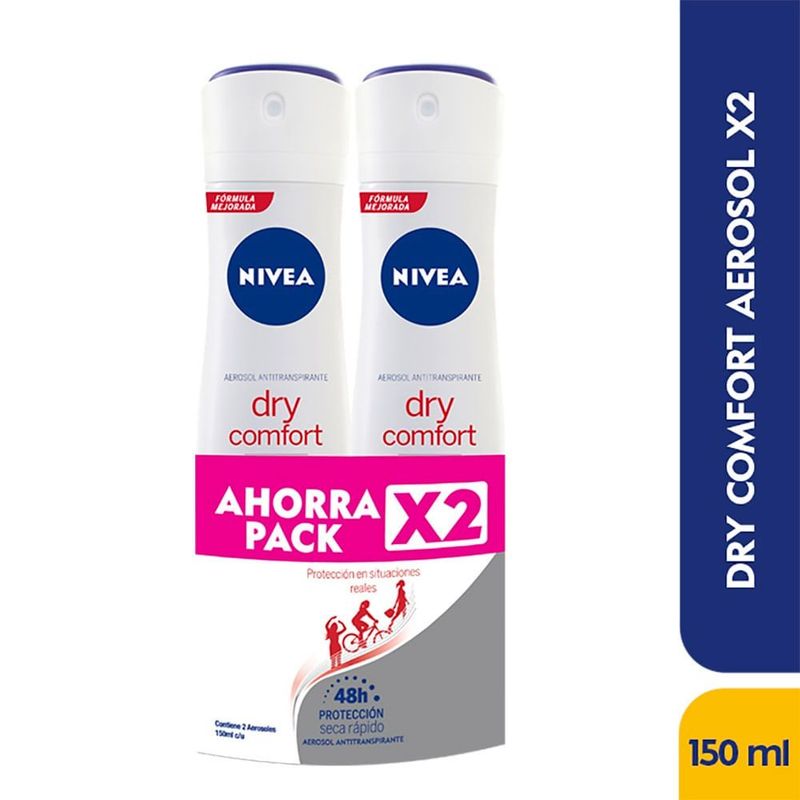 NIVEA - Oferta Desodorante Aerosol Nivea Dry Comfort X 150ml X 2und