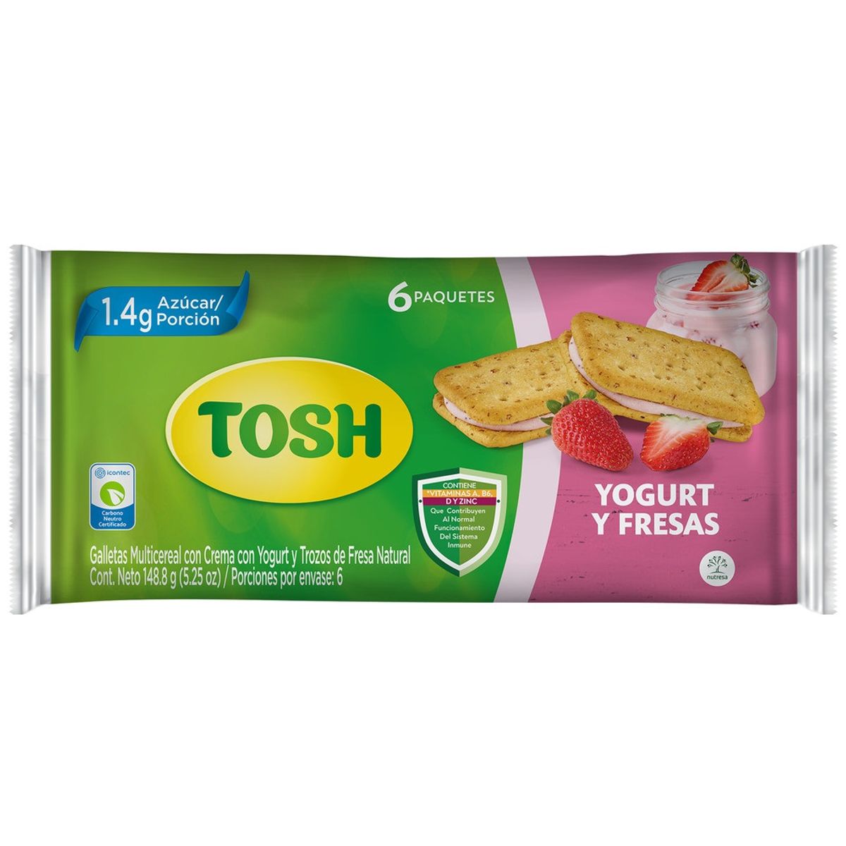TOSH - Galletas Tosh Light Yogurt Fresa X 6und