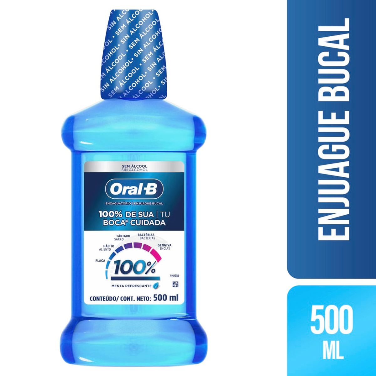ORAL B - Enjuague Bucal Oral-b 100% Menta Refrescante X 500ml
