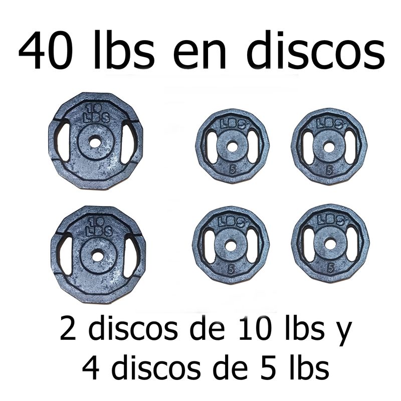 GENERICO - 40 LBS EN DISCOS (2 discos de 10 lbs y 4 discos de 5 lbs)