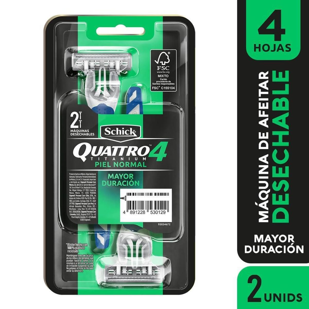 SCHICK - Maquina Afeitar Schick Quattro Desechable X 2und