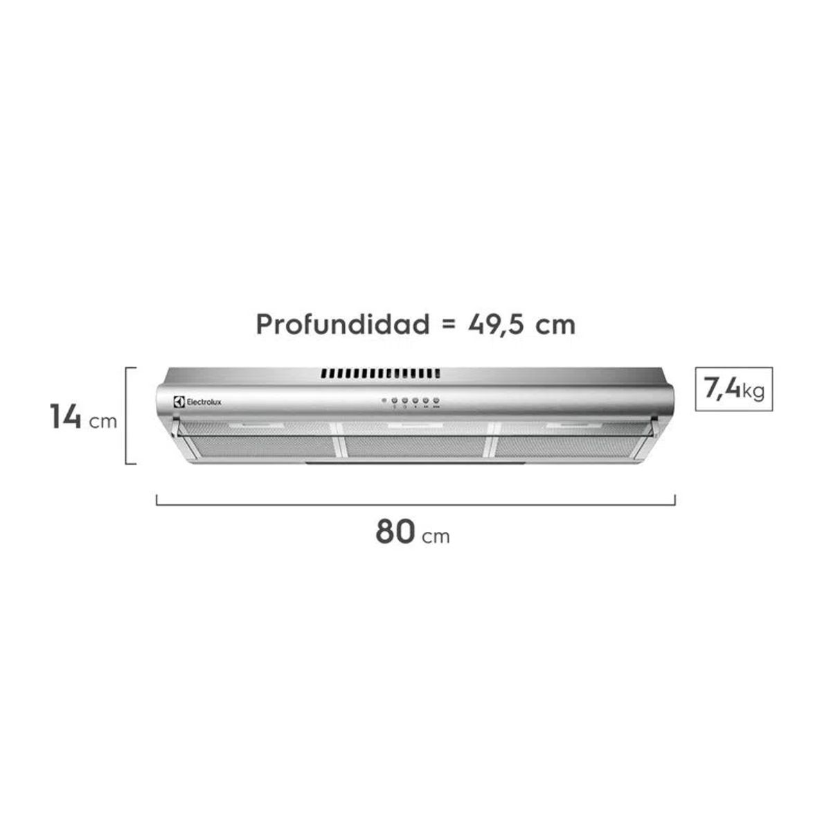 ELECTROLUX - Campana Extractora Electrolux Empotrable 80cm 3 Velocidades Inox EJSE306TBLS