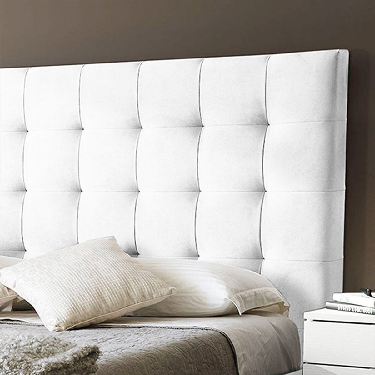 EKONOMODO COLOMBIA - Base Cama Con Espaldar Doble En Pino Luxury Gris Perla 140X190 Cm