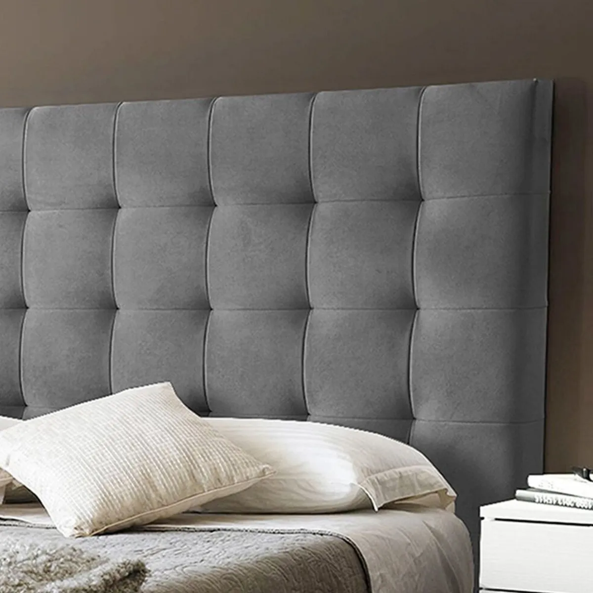EKONOMODO COLOMBIA - Base Cama Con Espaldar Queen En Pino Luxury Gris Perla 160X190 Cm