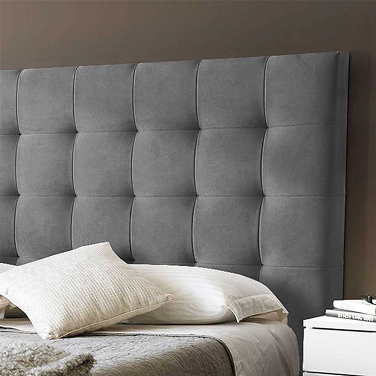 EKONOMODO COLOMBIA - Base Cama Con Espaldar Queen En Pino Luxury Taupe 160X190 Cm