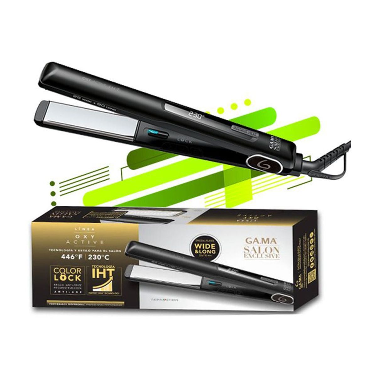 GAMA - Plancha de cabello gama italy se titanium oxy active led negra