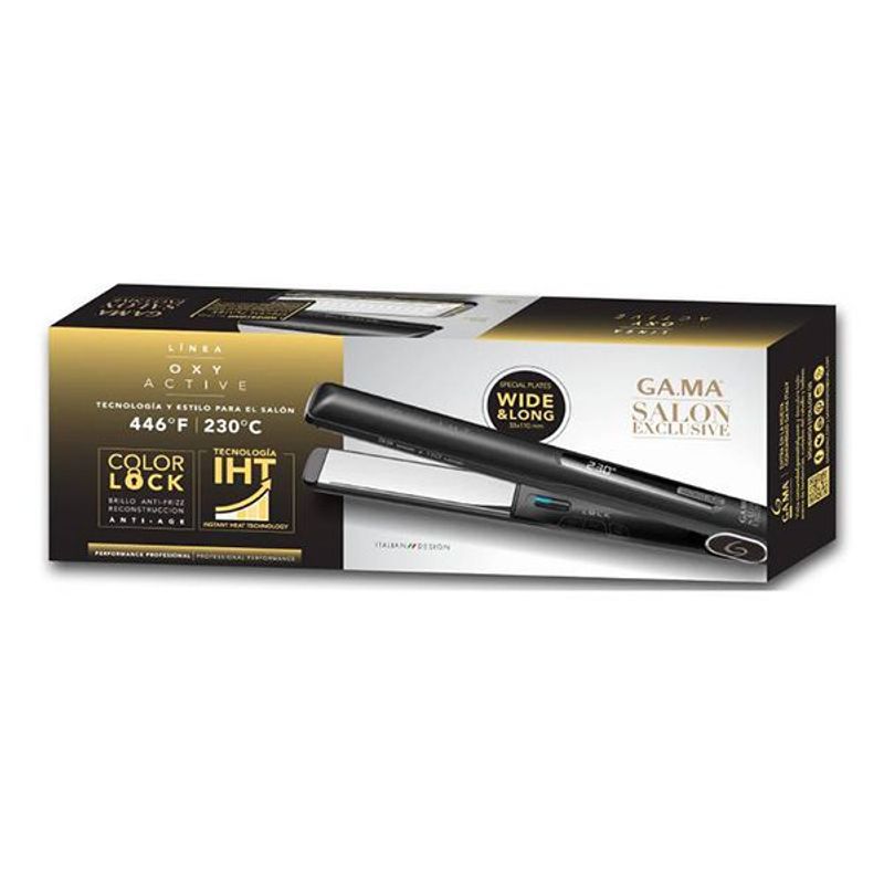 Plancha de cabello gama italy se titanium oxy active led negra