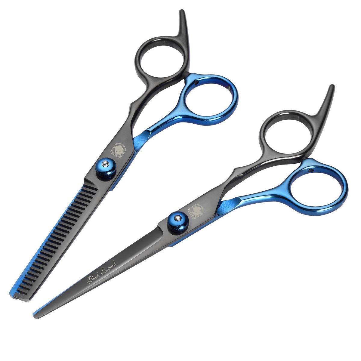 GENERICO - Set tijeras profesionales peluqueria Black Leopard BlackBlue Capa